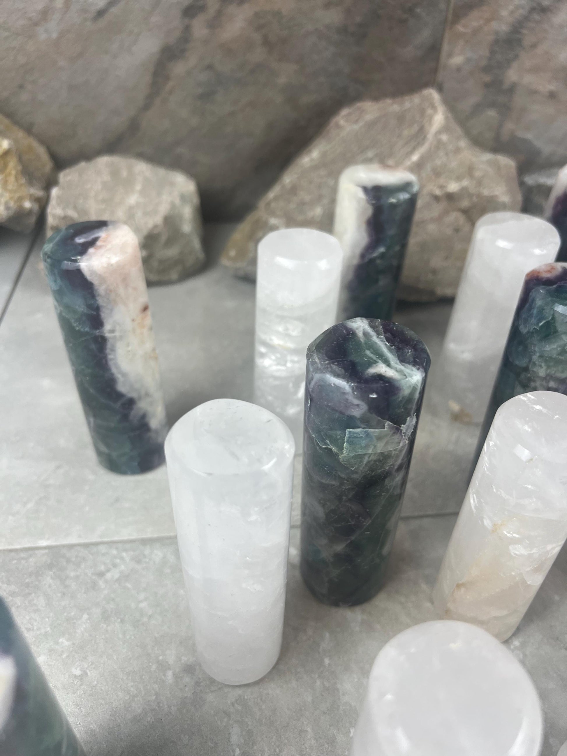 Chihuahua Mexico Rainbow Fluorite Crystal Rods for Focus Anxiety Meditation Christmas Polished Birthday Gift