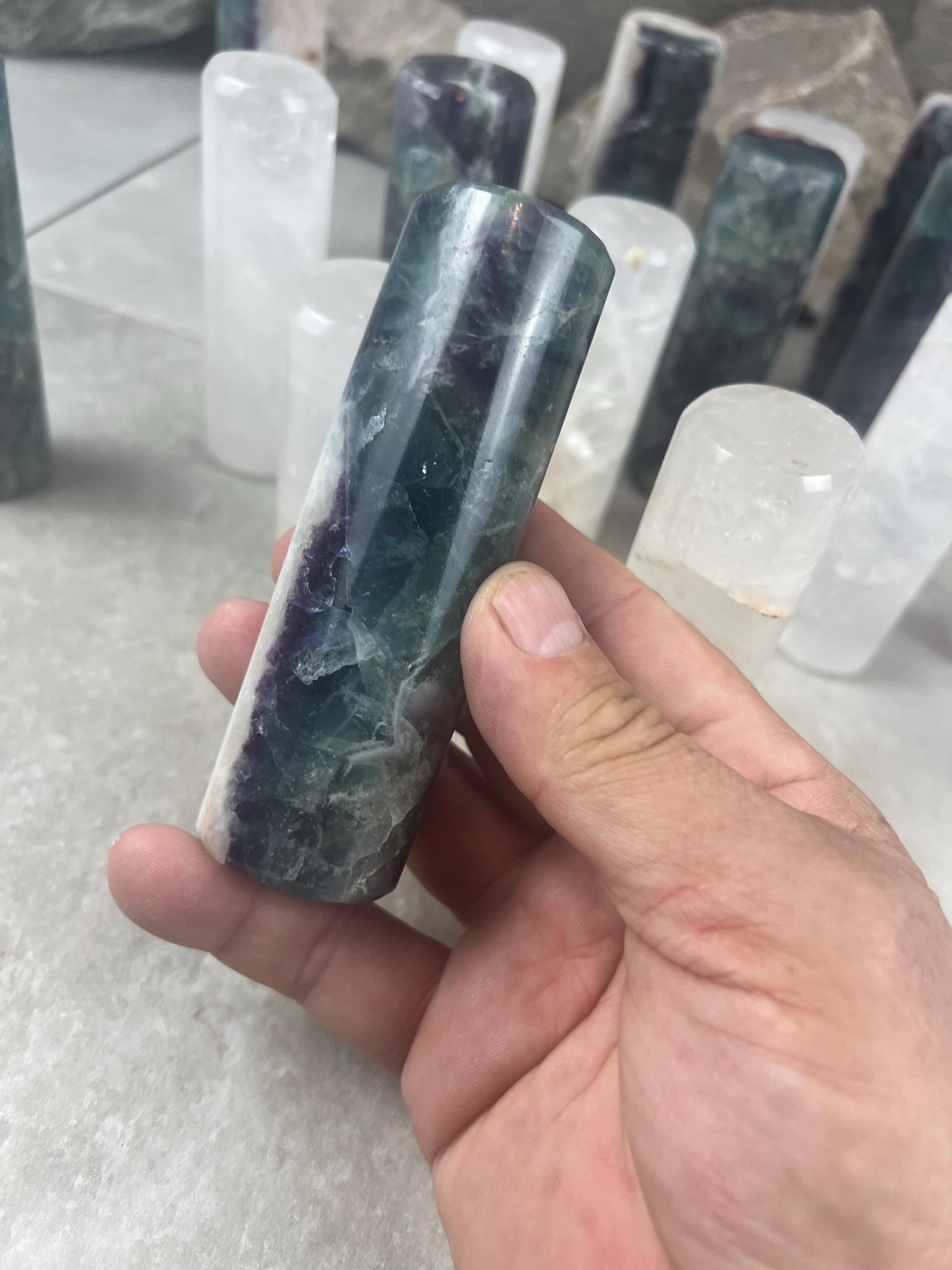 Chihuahua Mexico Rainbow Fluorite Crystal Rods for Focus Anxiety Meditation Christmas Polished Birthday Gift