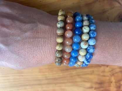 Natural Gemstone Bead Bracelet, Unisex Healing Crystal Jewelry