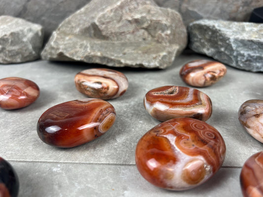 Red Jhama Agate Palm Stone: Anxiety Relief Healing Crystal Home Decor Worry Pocket Stress Anxiety Palm Stone