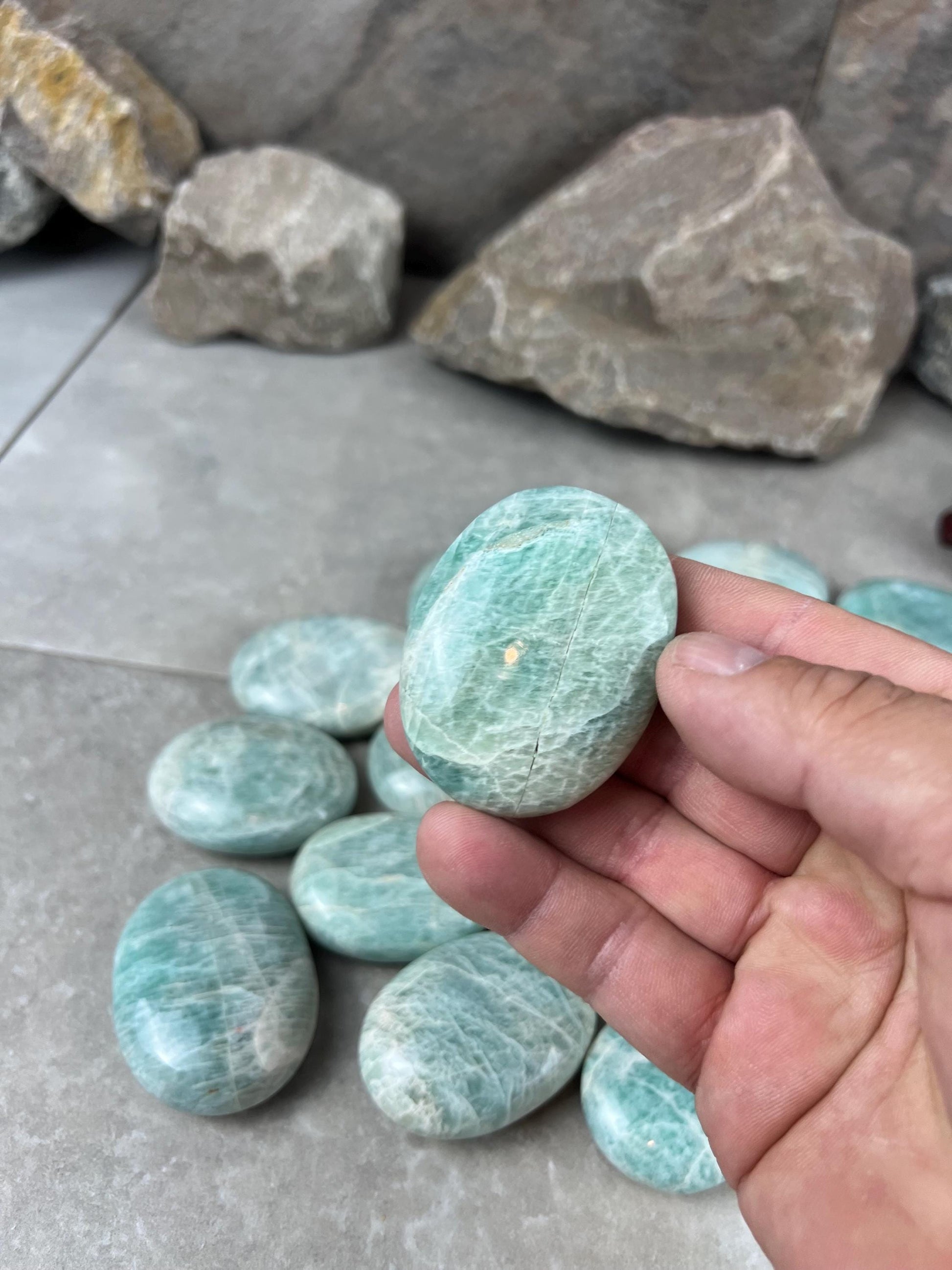 San Juan Colorado Amazonite Palm Stone Worry Pocket Stress Anxiety Home Decor Anxiety Pocket Stone