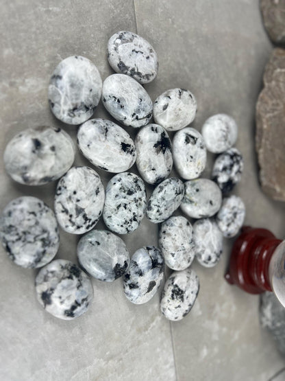 Canadian White Labradorite Palm Stone: Polished Worry Stone Home Decor Worry Pocket Stress Anxiety Palm Stone