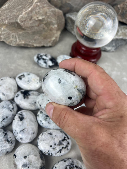 Canadian White Labradorite Palm Stone: Polished Worry Stone Home Decor Worry Pocket Stress Anxiety Palm Stone