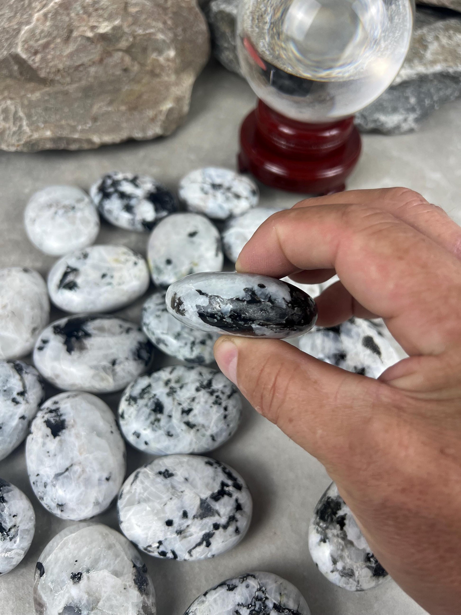 Canadian White Labradorite Palm Stone: Polished Worry Stone Home Decor Worry Pocket Stress Anxiety Palm Stone