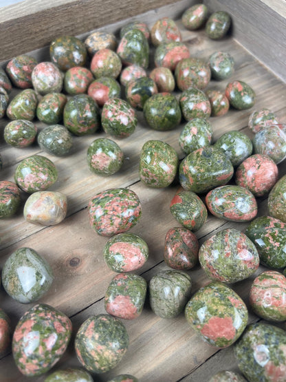 Unakite Tumble Stone: Polished Anxiety Worry Palm Crystal Home Decor Worry Pocket Stress Anxiety Palm Stone