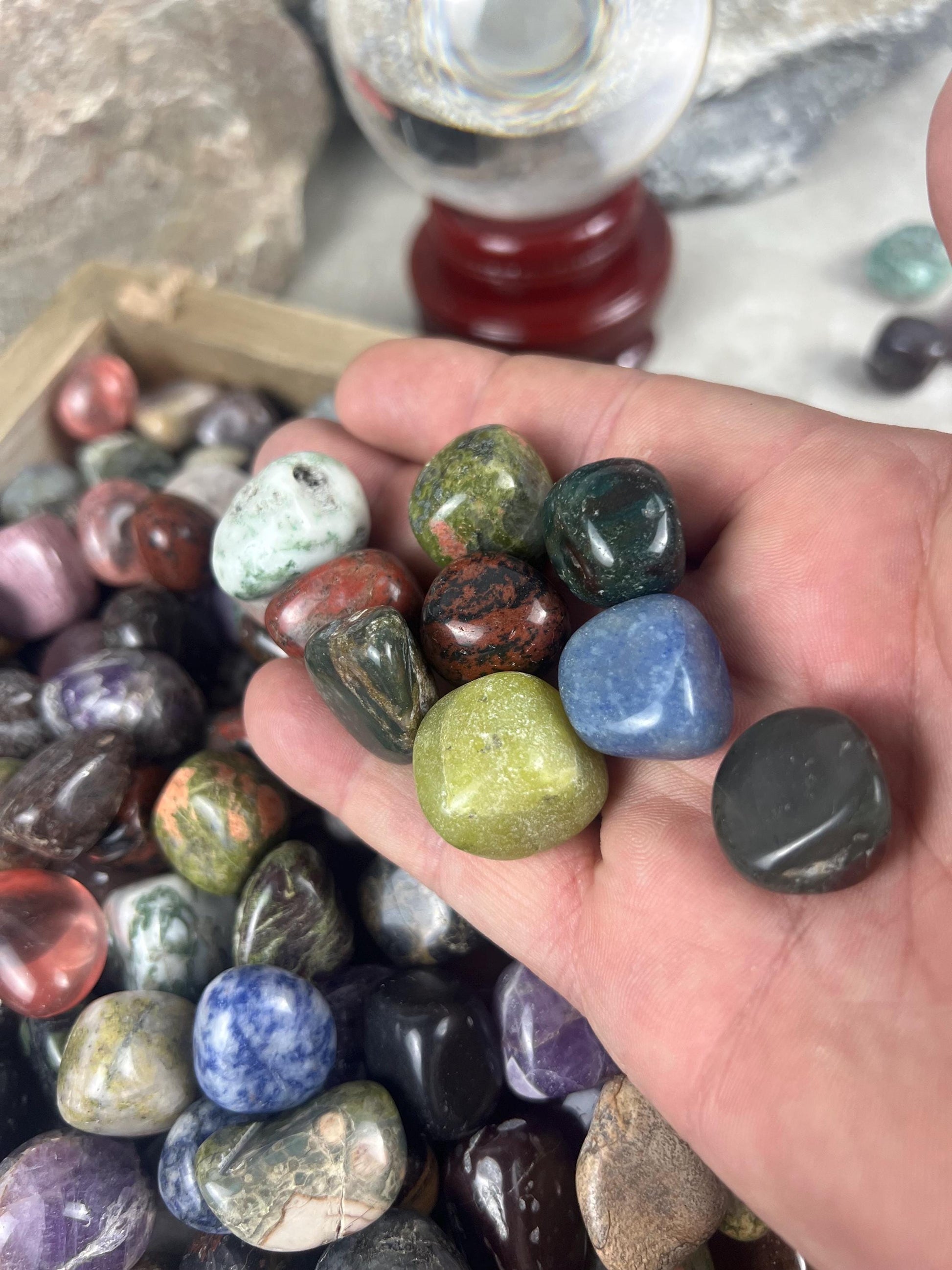 Crystal Confetti Variety Tumble Stones Smooth Anxiety Polished rock tumbled pocket crystal worry palm Home Decor Xmas Christmas Collection