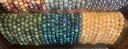 Natural Gemstone Bead Bracelet, Unisex Healing Crystal Jewelry Home Decor Worry Pocket Stress Anxiety Palm Stone