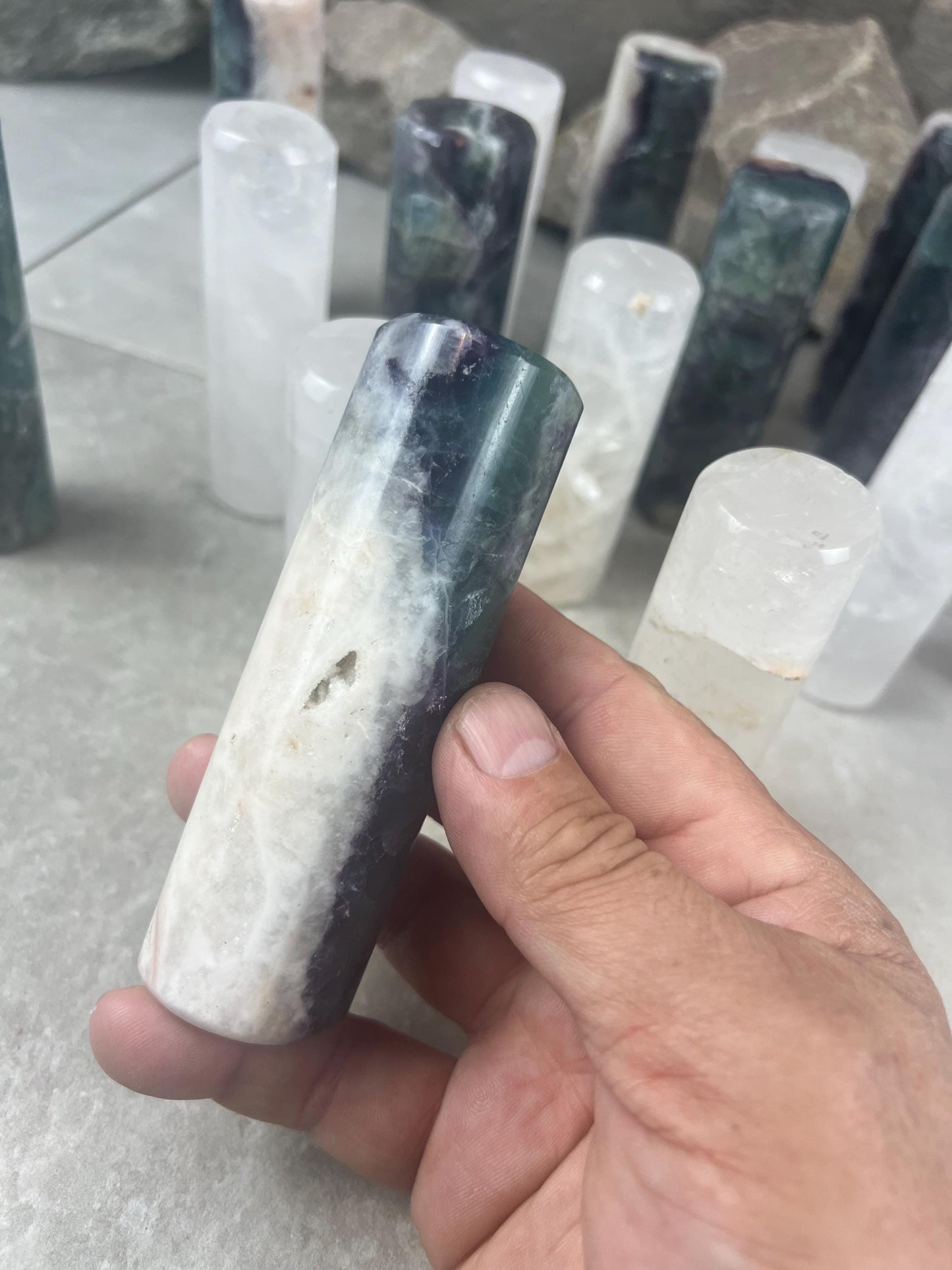 Chihuahua Mexico Rainbow Fluorite Crystal Rods for Focus Anxiety Meditation Christmas Polished Birthday Gift