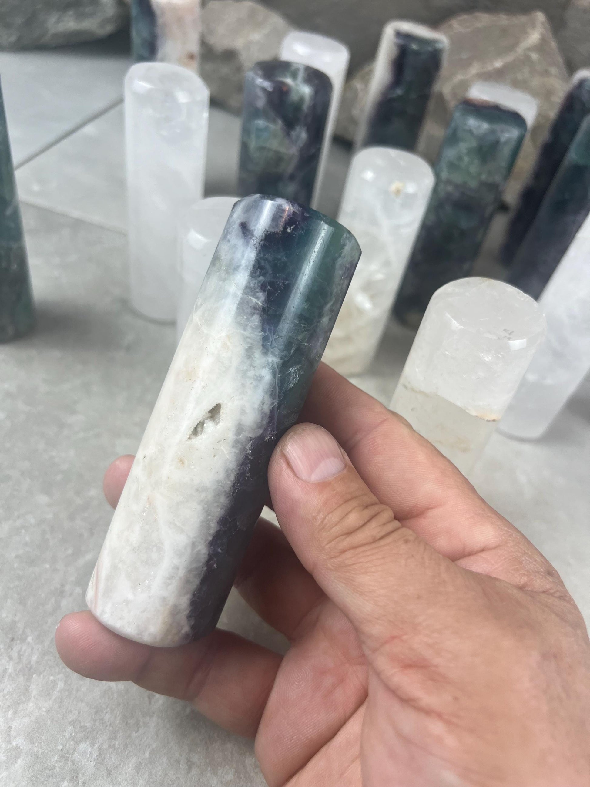 Chihuahua Mexico Rainbow Fluorite Crystal Rods for Focus Anxiety Meditation Christmas Polished Birthday Gift