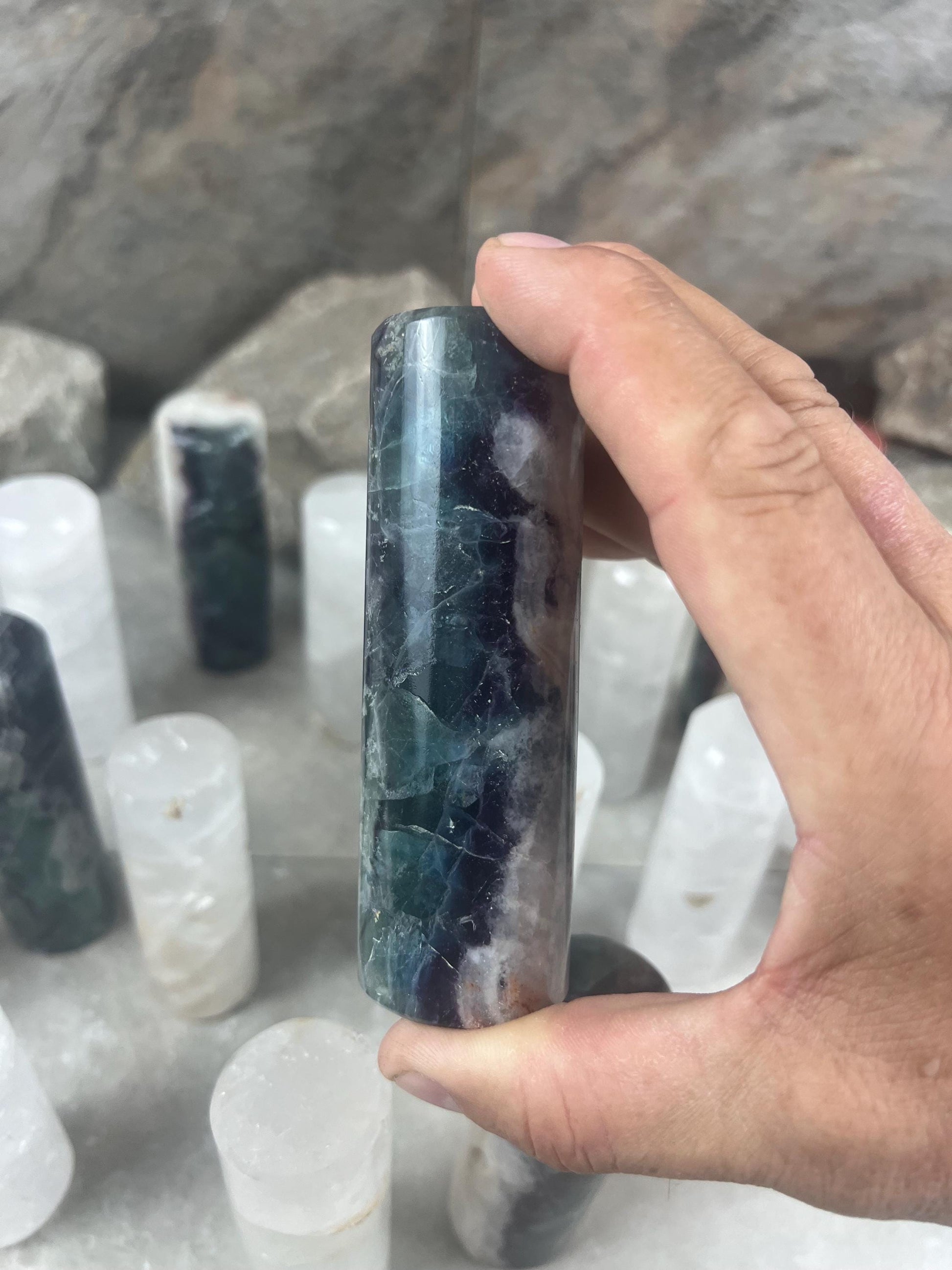 Chihuahua Mexico Rainbow Fluorite Crystal Rods for Focus Anxiety Meditation Christmas Polished Birthday Gift