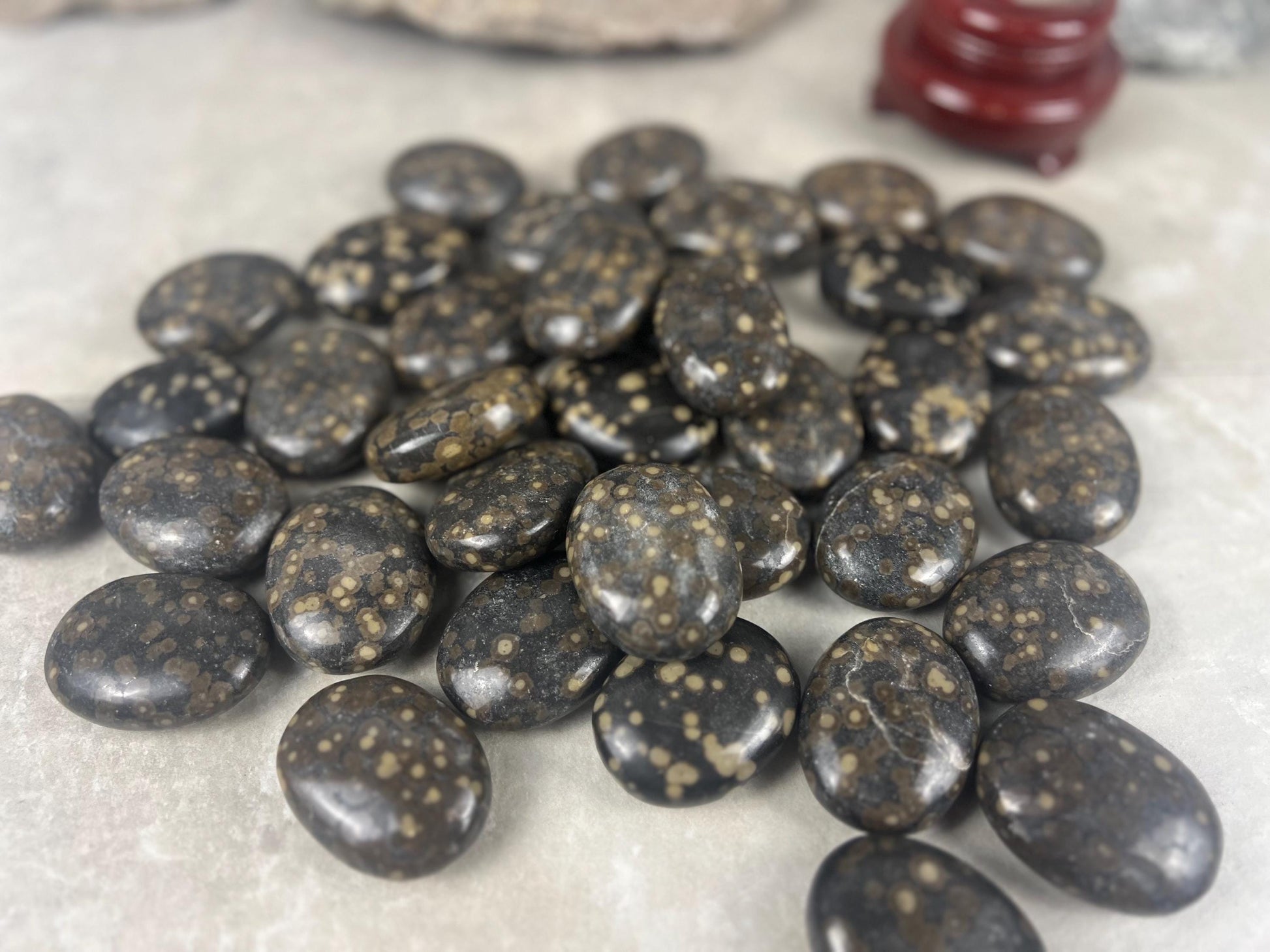 Californian Orbicular Jasper Palm Stone Polished Crystal Worry Stone Home Decor Worry Pocket Stress Anxiety Palm Stone