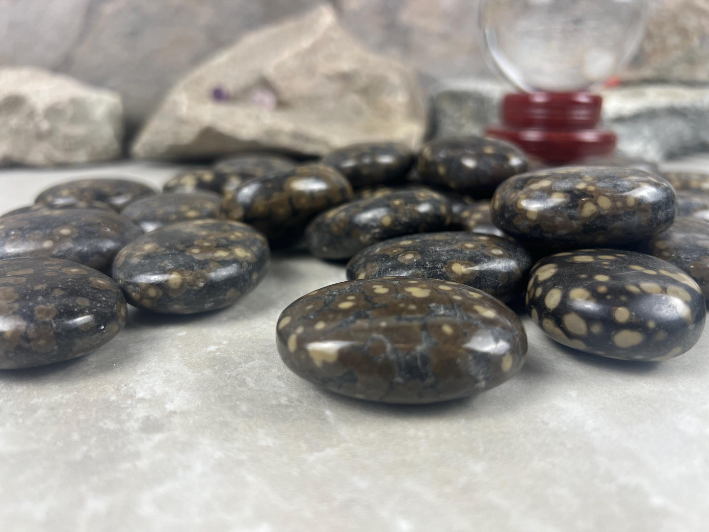 Californian Orbicular Jasper Palm Stone Polished Crystal Worry Stone Home Decor Worry Pocket Stress Anxiety Palm Stone