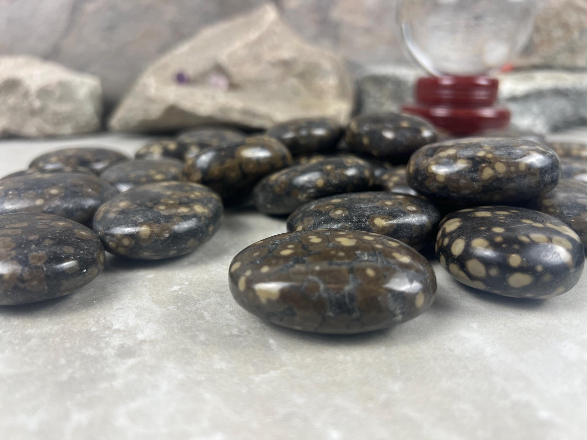 Californian Orbicular Jasper Palm Stone Polished Crystal Worry Stone Home Decor Worry Pocket Stress Anxiety Palm Stone