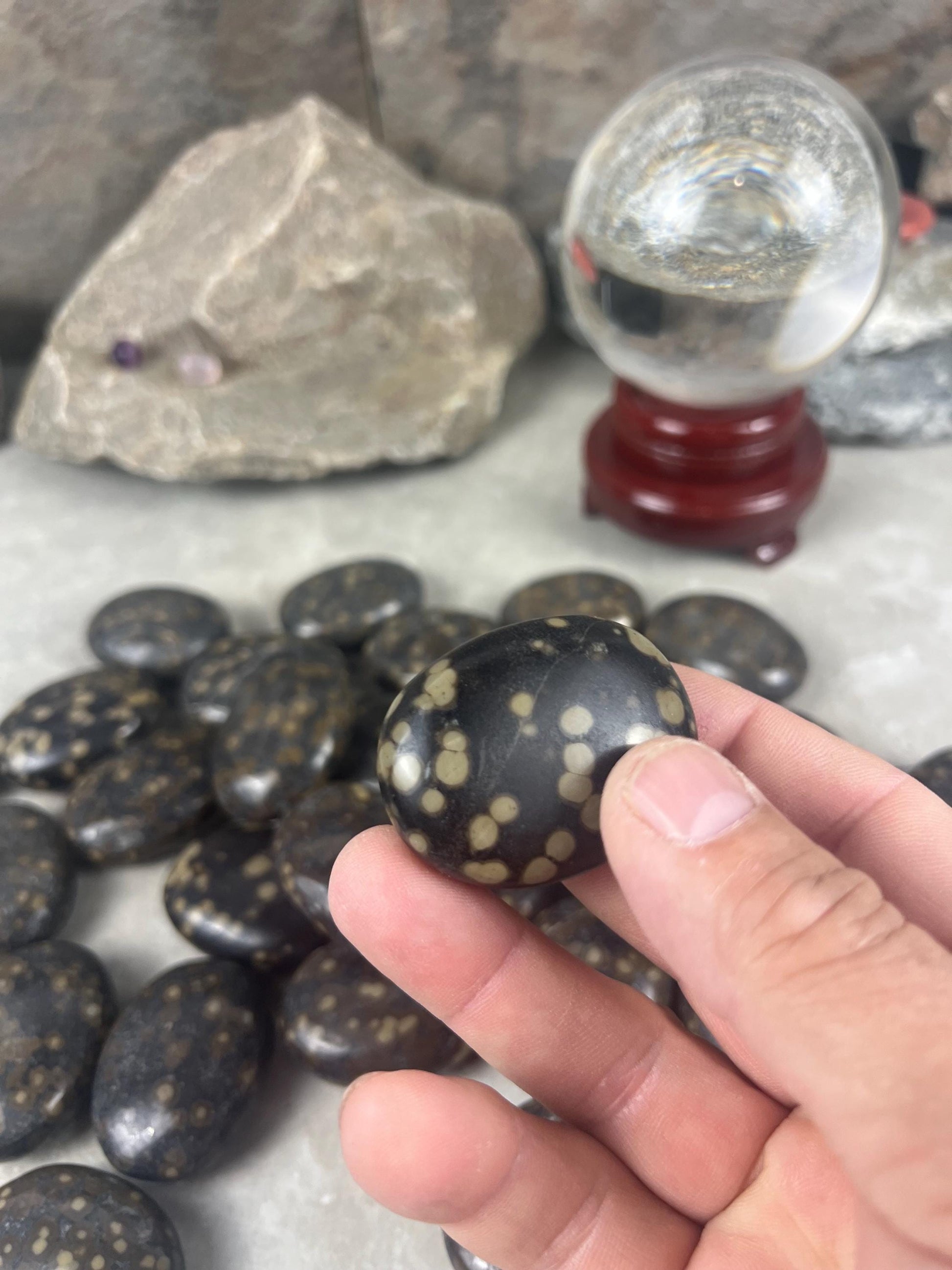 Californian Orbicular Jasper Palm Stone Polished Crystal Worry Stone Home Decor Worry Pocket Stress Anxiety Palm Stone
