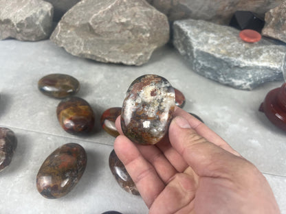 Gujarat India Sea Jasper Palm Stone: Polished Crystal Worry Stone Home Decor Worry Pocket Stress Anxiety Palm Stone