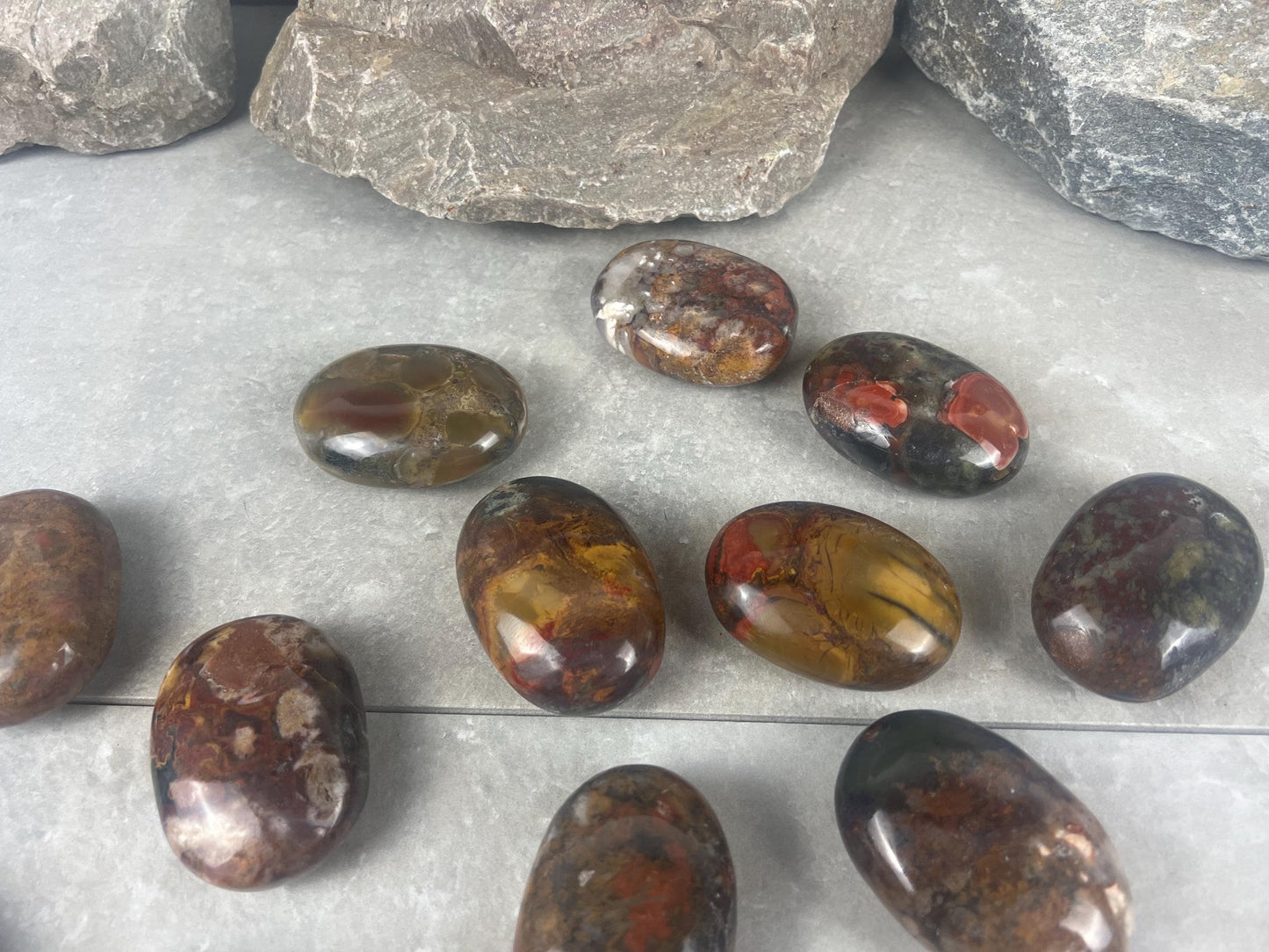 Gujarat India Sea Jasper Palm Stone: Polished Crystal Worry Stone Home Decor Worry Pocket Stress Anxiety Palm Stone