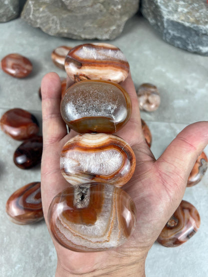 Red Jhama Agate Palm Stone: Anxiety Relief Healing Crystal Home Decor Worry Pocket Stress Anxiety Palm Stone
