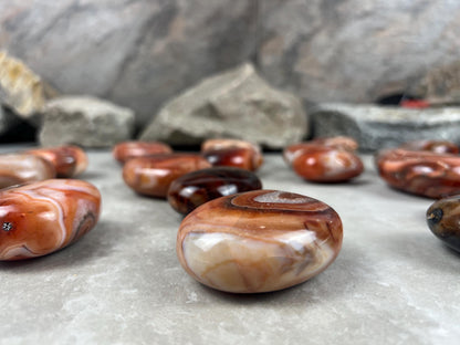 Red Jhama Agate Palm Stone: Anxiety Relief Healing Crystal Home Decor Worry Pocket Stress Anxiety Palm Stone