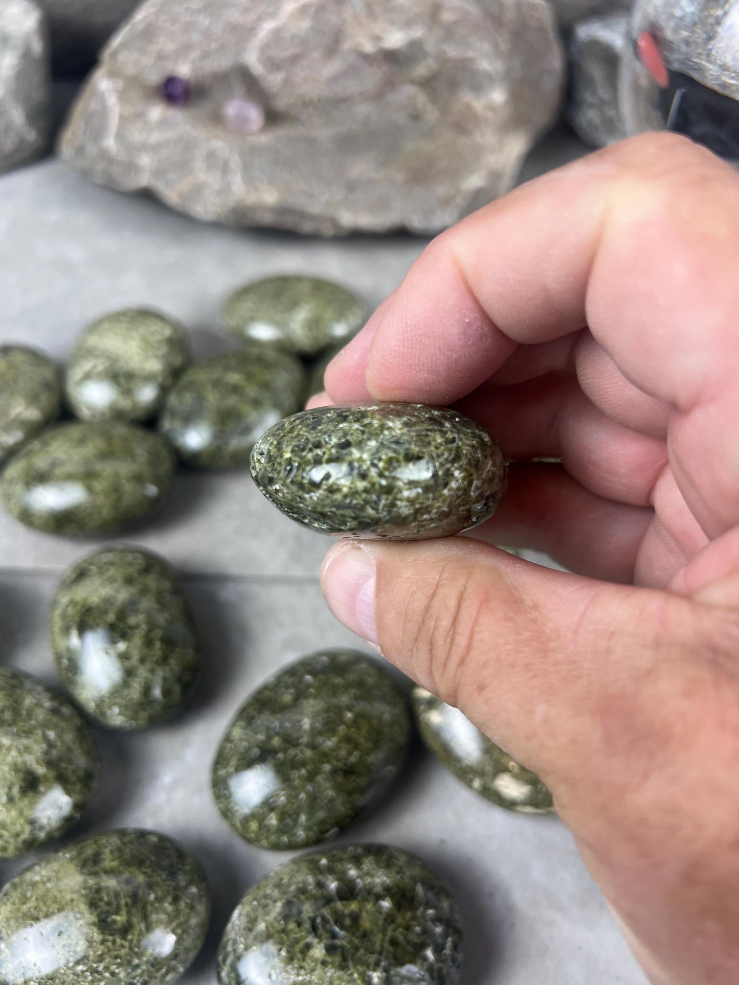 Polished Afghan Green Scapolite Palm Stone: Anxiety Worry Meditation Decor Birthday Gift Home Decor Worry Pocket Stress Anxiety Palm Stone