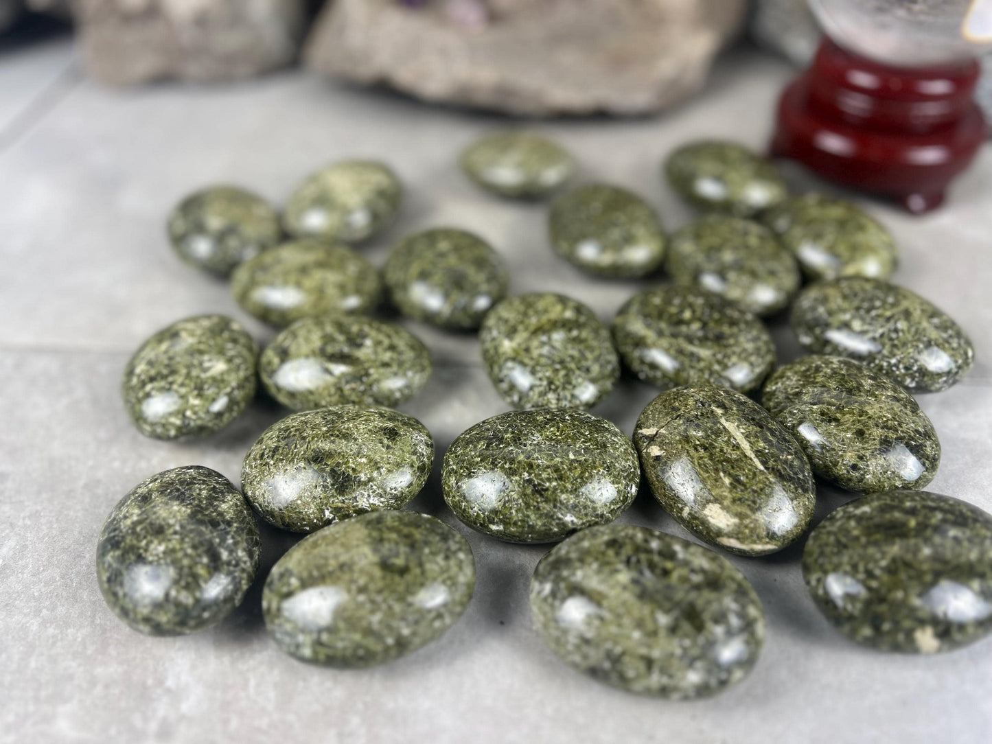 Polished Afghan Green Scapolite Palm Stone: Anxiety Worry Meditation Decor Birthday Gift Home Decor Worry Pocket Stress Anxiety Palm Stone