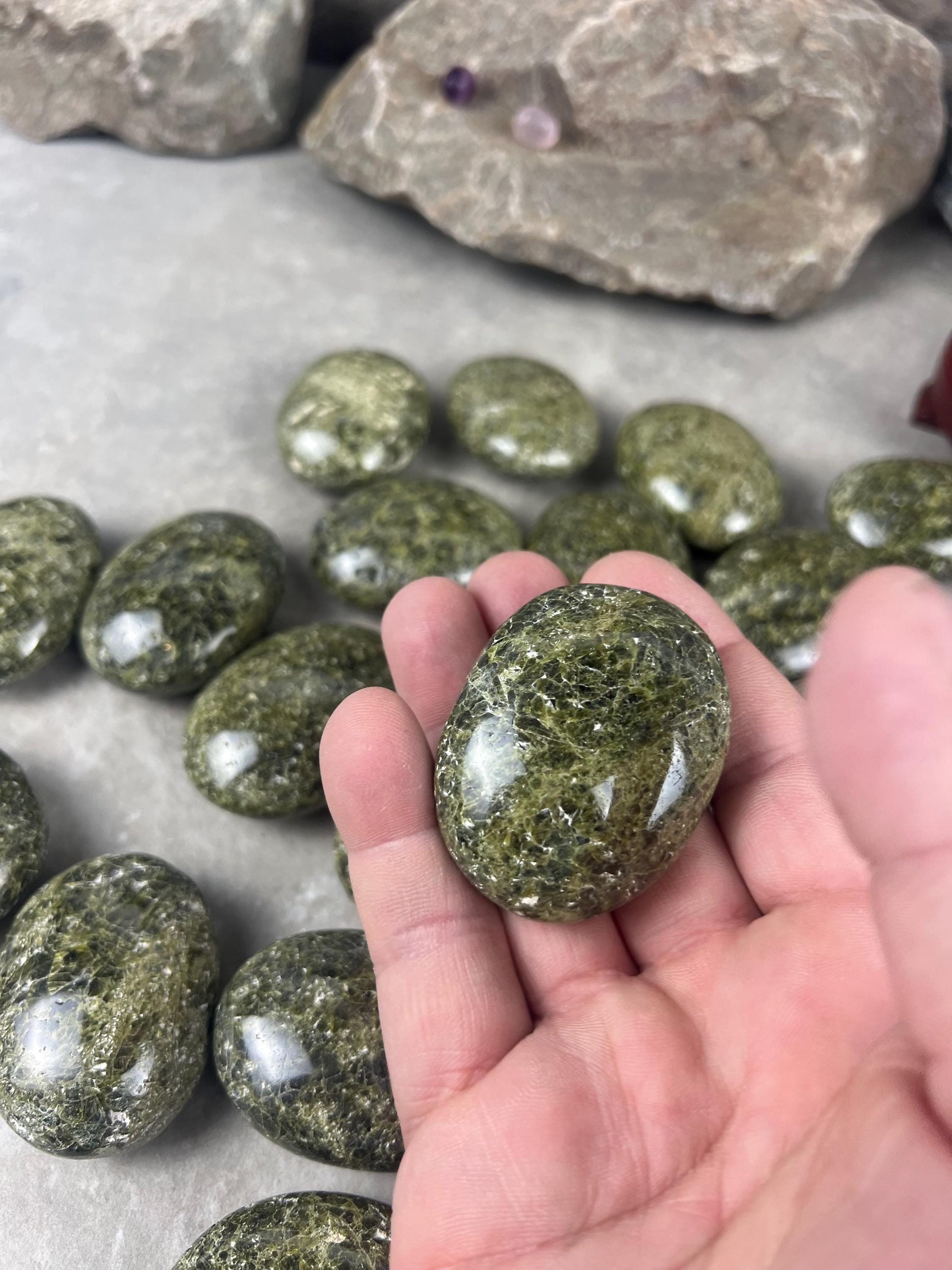 Polished Afghan Green Scapolite Palm Stone: Anxiety Worry Meditation Decor Birthday Gift Home Decor Worry Pocket Stress Anxiety Palm Stone