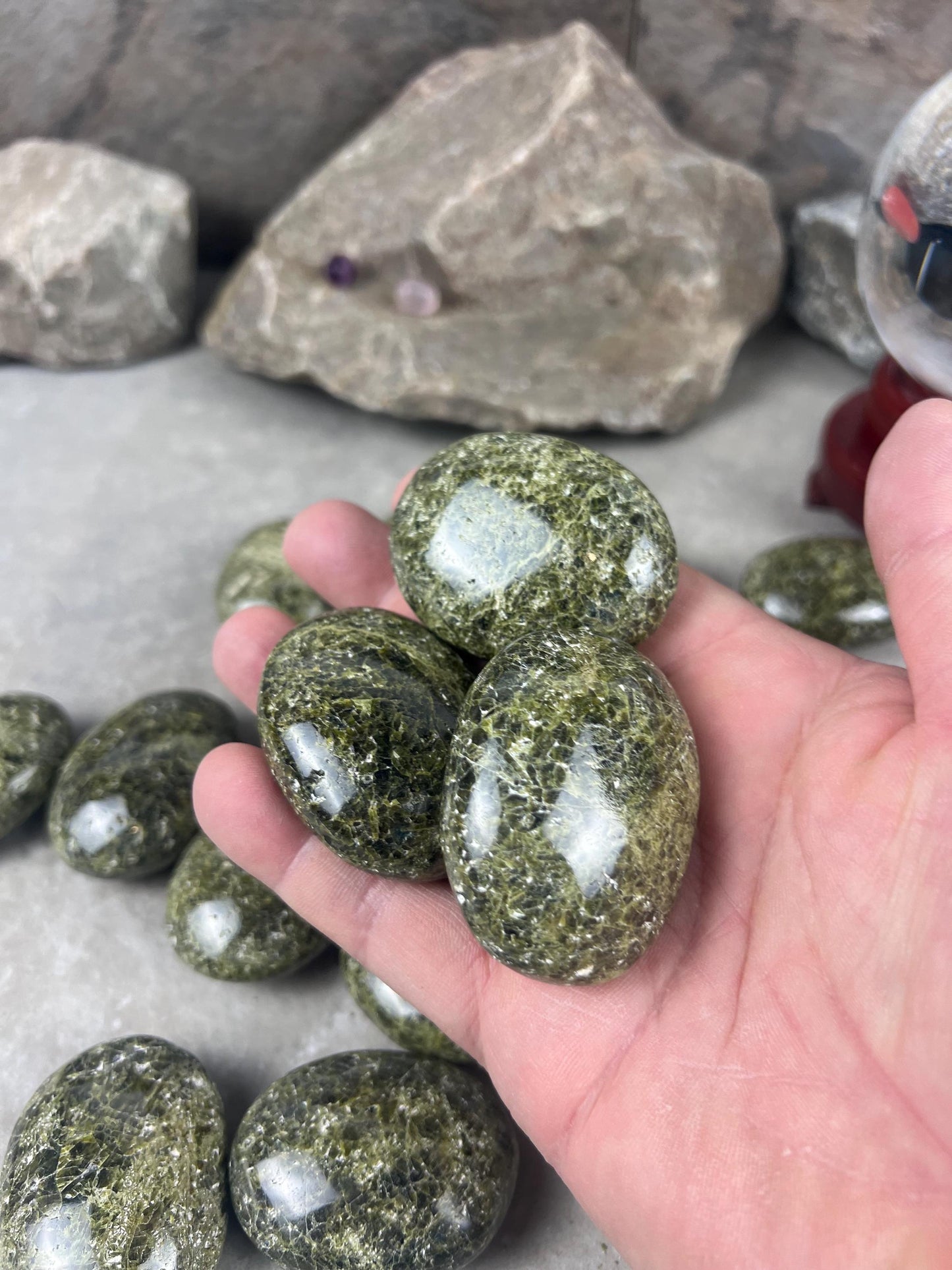 Polished Afghan Green Scapolite Palm Stone: Anxiety Worry Meditation Decor Birthday Gift Home Decor Worry Pocket Stress Anxiety Palm Stone
