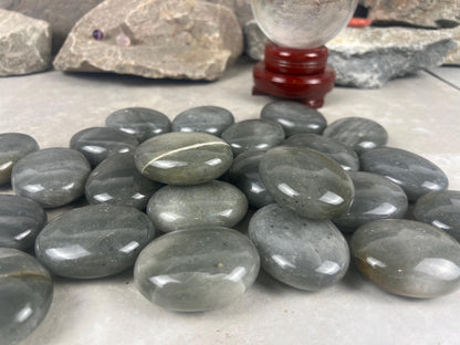 Spanish Grey Aventurine Polished Palm Stone for Meditation Home Decor Worry Pocket Stress Anxiety Palm Stone Gift Birthday Worry Relief