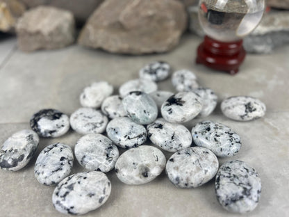 Canadian White Labradorite Palm Stone: Polished Worry Stone Home Decor Worry Pocket Stress Anxiety Palm Stone