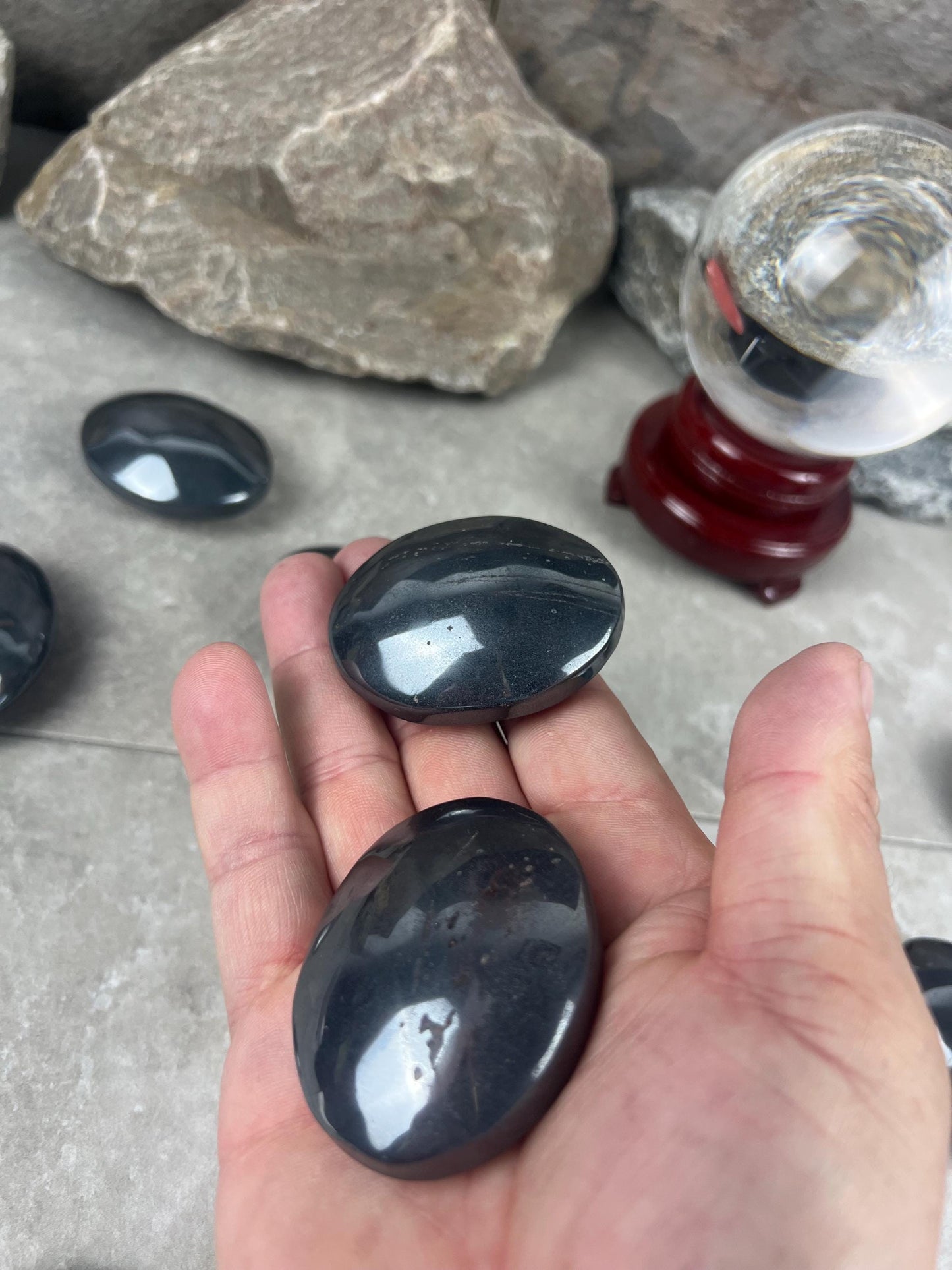 Pilbara Australian Dense Polished Hematite Palm Stone Anxiety Worry Meditation Decor Home Decor Worry Pocket Stress Anxiety Palm Stone