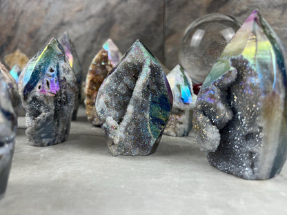 Angel Aura Druzy Quartz Carved Crystal Statue Paperweight Birthday Gift Meditation Home Desk Decor