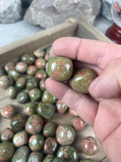 Unakite Tumble Stone: Polished Anxiety Worry Palm Crystal Home Decor Worry Pocket Stress Anxiety Palm Stone