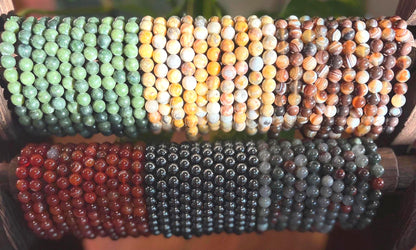 Natural Gemstone Bead Bracelet, Unisex Healing Crystal Jewelry
