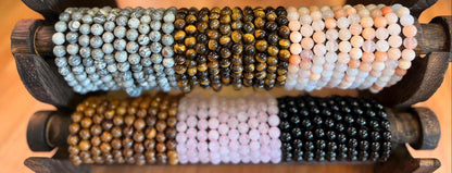 Natural Gemstone Bead Bracelet, Unisex Healing Crystal Jewelry
