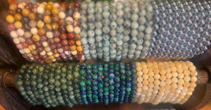 Natural Gemstone Bead Bracelet, Unisex Healing Crystal Jewelry Home Decor Worry Pocket Stress Anxiety Palm Stone