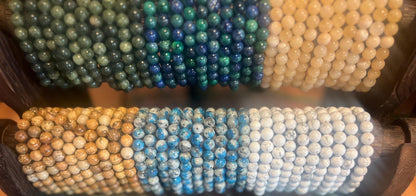 Natural Gemstone Bead Bracelet, Unisex Healing Crystal Jewelry Home Decor Worry Pocket Stress Anxiety Palm Stone