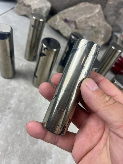 Spanish Iron Pyrite Crystal Rod: Polished Home Decor, Meditation