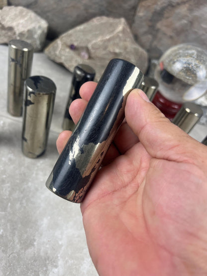 Spanish Iron Pyrite Crystal Rod: Polished Home Decor, Meditation