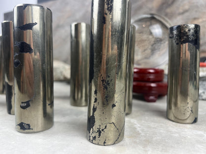 Spanish Iron Pyrite Crystal Rod: Polished Home Decor, Meditation
