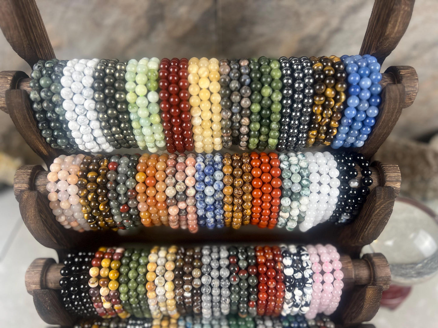 Natural Crystal Gemstone Bead Bracelet Unisex Healing Jewelry Bulk Buy Wholesale
