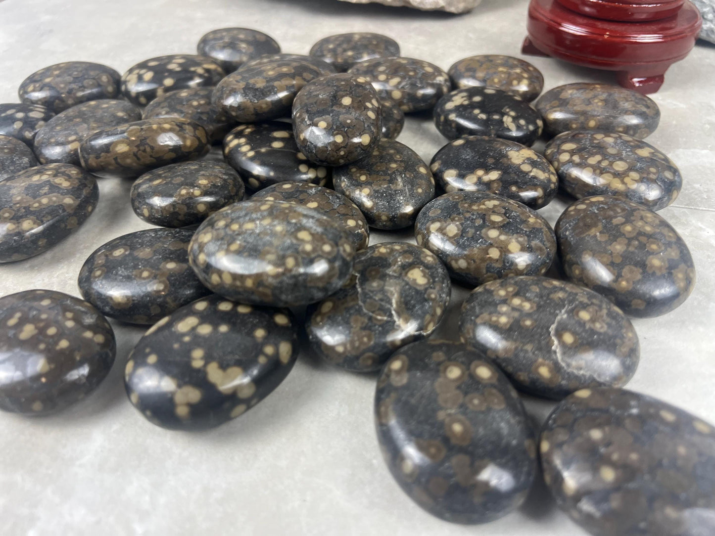 Californian Orbicular Jasper Palm Stone Polished Crystal Worry Stone Home Decor Worry Pocket Stress Anxiety Palm Stone