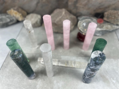 Small Batch Brazil Rose/Clear Quartz Moss Agate Crystal Rods for Focus Anxiety Meditation Christmas Birthday Gift Rods Towers