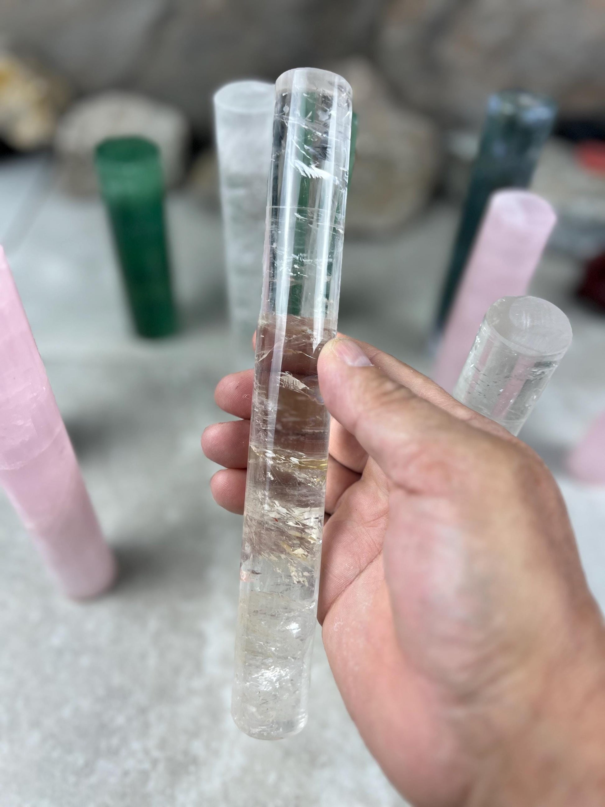 Small Batch Brazil Rose/Clear Quartz Moss Agate Crystal Rods for Focus Anxiety Meditation Christmas Birthday Gift Rods Towers