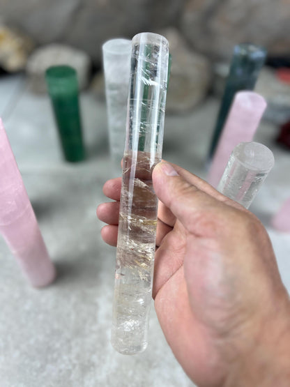 Small Batch Brazil Rose/Clear Quartz Moss Agate Crystal Rods for Focus Anxiety Meditation Christmas Birthday Gift Rods Towers