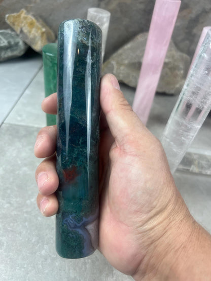 Small Batch Brazil Rose/Clear Quartz Moss Agate Crystal Rods for Focus Anxiety Meditation Christmas Birthday Gift Rods Towers