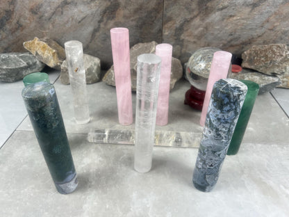 Small Batch Brazil Rose/Clear Quartz Moss Agate Crystal Rods for Focus Anxiety Meditation Christmas Birthday Gift Rods Towers
