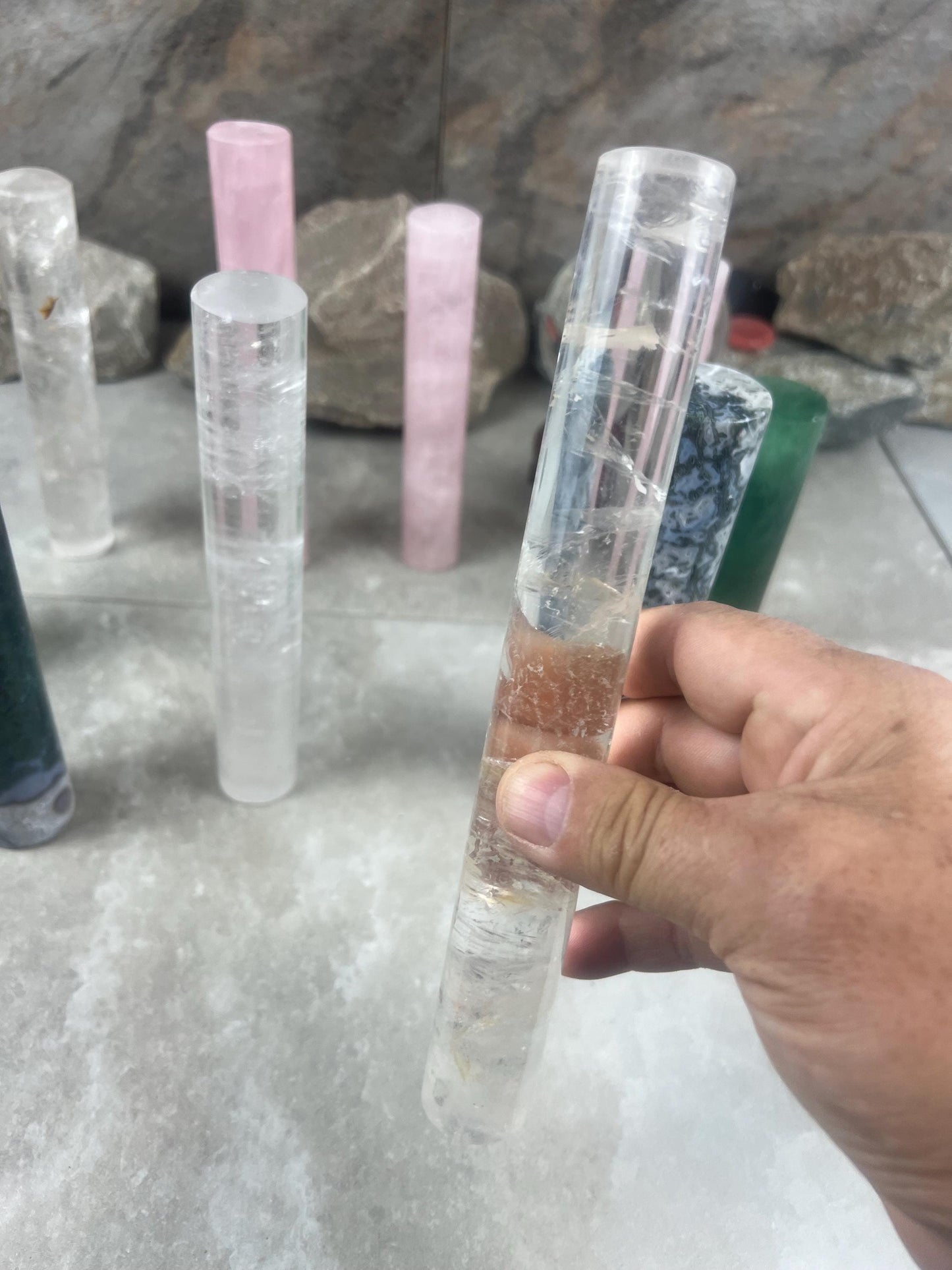 Small Batch Brazil Rose/Clear Quartz Moss Agate Crystal Rods for Focus Anxiety Meditation Christmas Birthday Gift Rods Towers