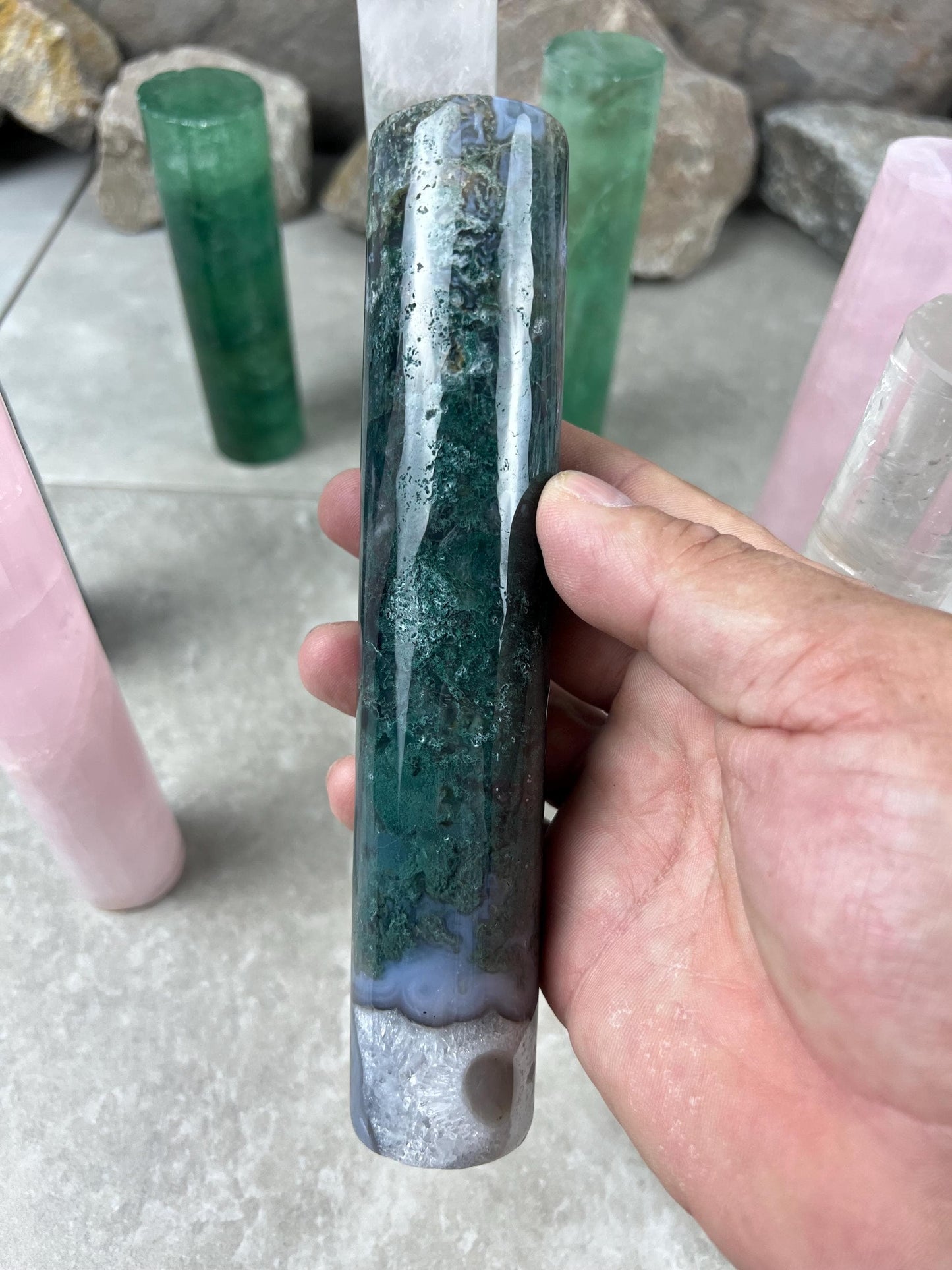 Small Batch Brazil Rose/Clear Quartz Moss Agate Crystal Rods for Focus Anxiety Meditation Christmas Birthday Gift Rods Towers