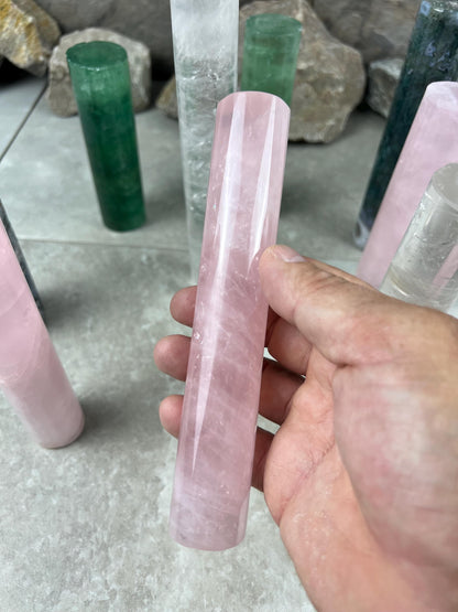 Small Batch Brazil Rose/Clear Quartz Moss Agate Crystal Rods for Focus Anxiety Meditation Christmas Birthday Gift Rods Towers