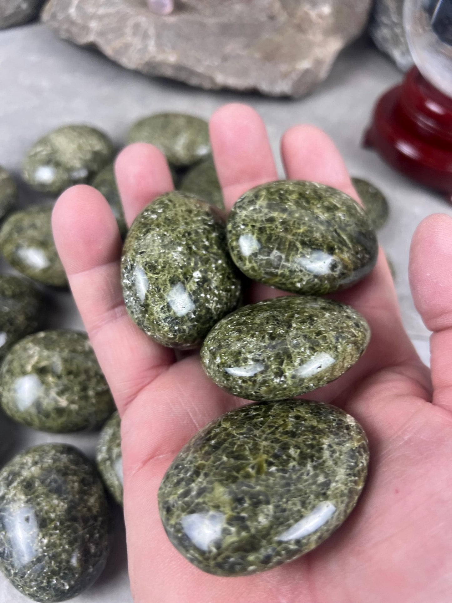 Polished Afghan Green Scapolite Palm Stone: Anxiety Worry Meditation Decor Birthday Gift Home Decor Worry Pocket Stress Anxiety Palm Stone