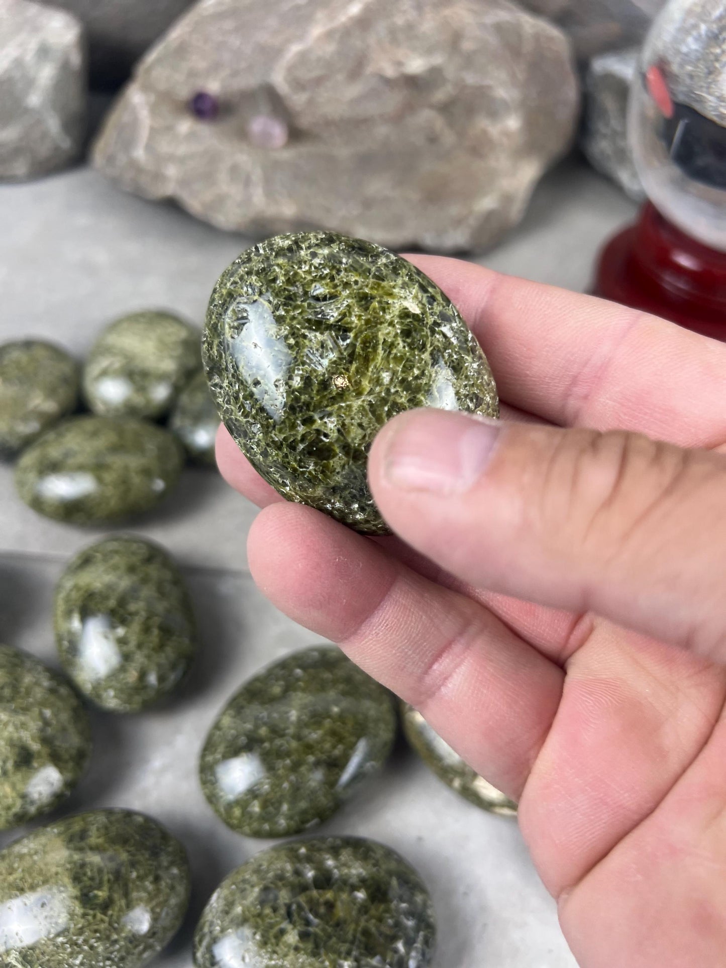 Polished Afghan Green Scapolite Palm Stone: Anxiety Worry Meditation Decor Birthday Gift Home Decor Worry Pocket Stress Anxiety Palm Stone